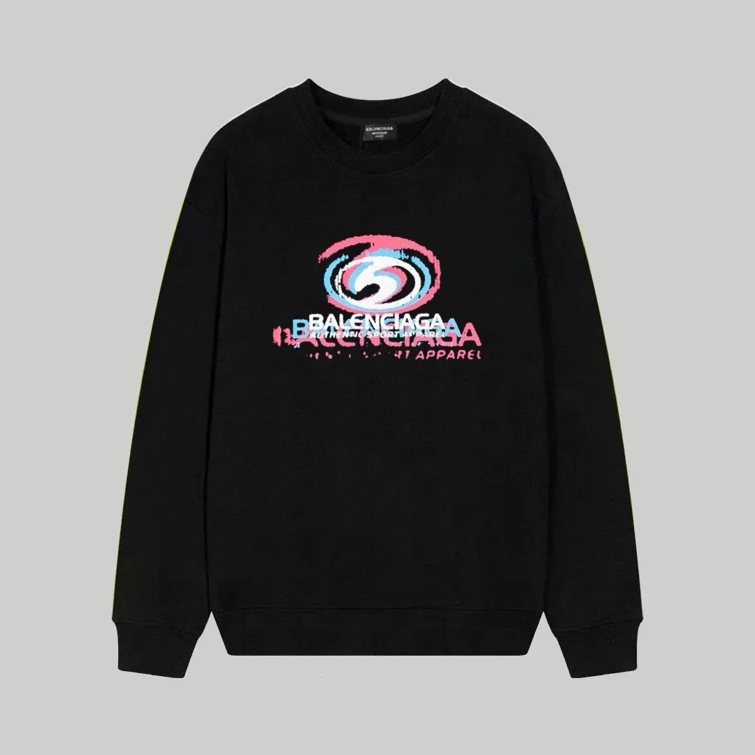 Balenciaga Black Logo Print Crewneck Sweatshirt