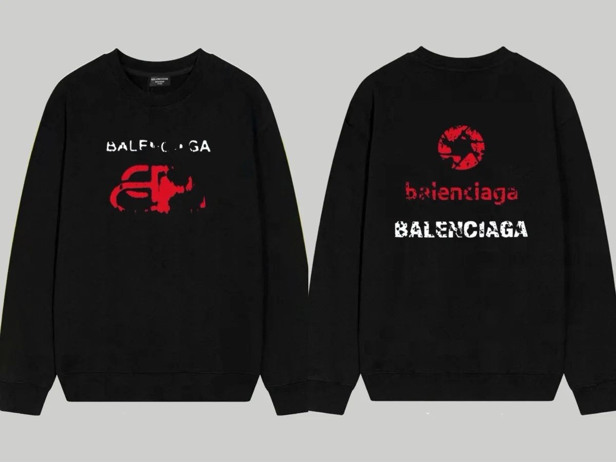 Balenciaga Black Red Logo Sweatshirt
