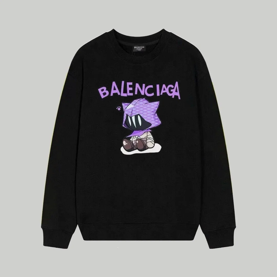 Balenciaga Black Purple Graphic Sweatshirt