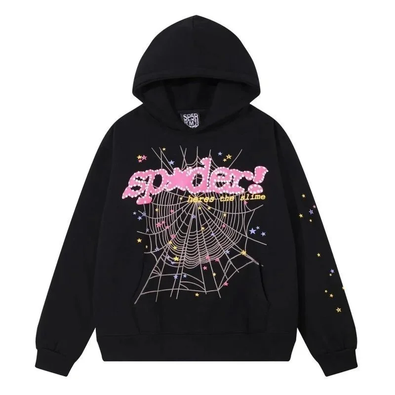 SP5DER Spider Black Hoodie with Web Print