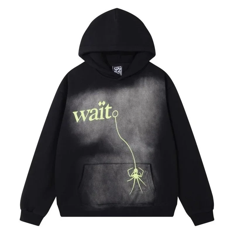 Black Wait Spider Graphic Hoodie