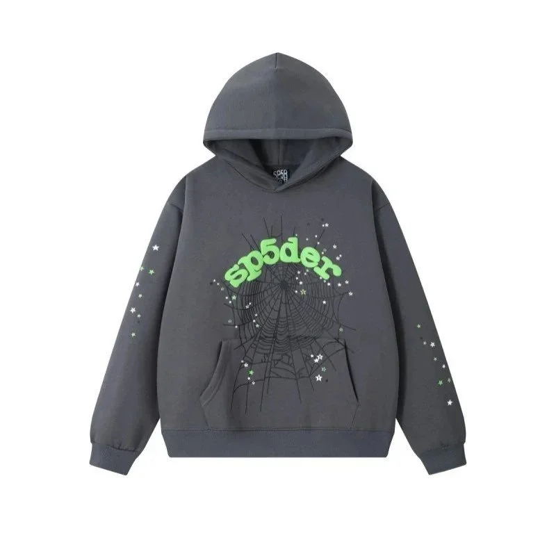 SP5DER Spider Grey 'sp5der' Graphic Hoodie