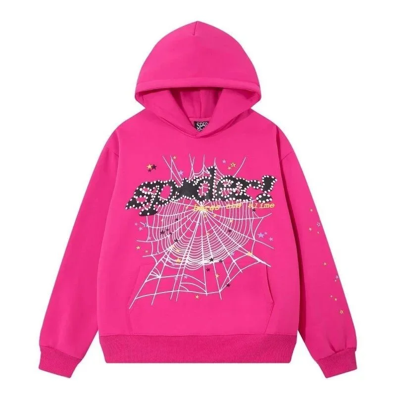 Hot Pink Spider Web Graphic Hoodie A13