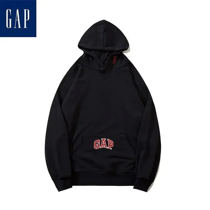 GAP Black Logo Embroidered Hoodie