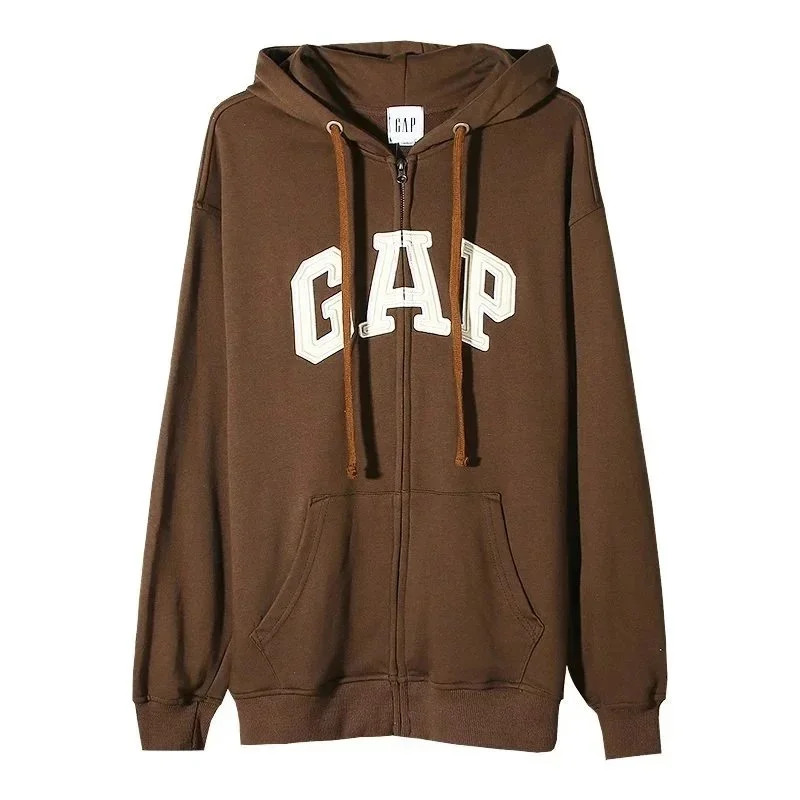 GAP Zip-Up Hoodie Brown Solid Hoodie