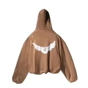 Unisex Brown Hoodie with White Wing Print