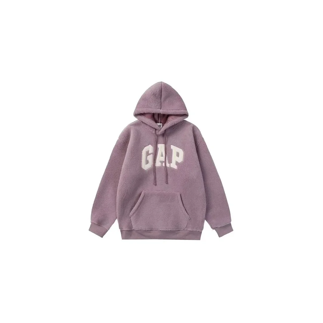 GAP Sherpa Hoodie Purple Solid Hoodie