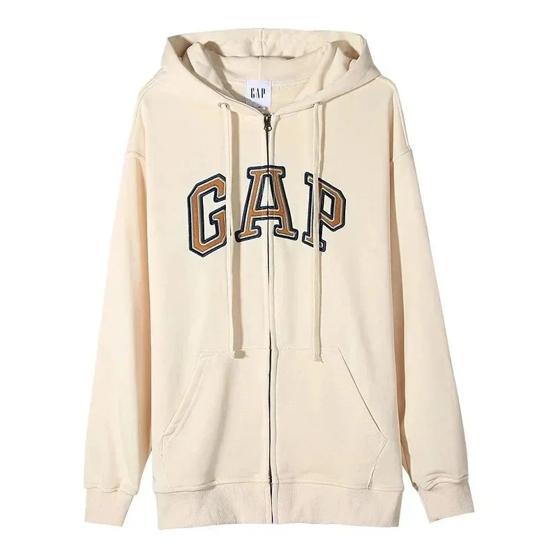 GAP Oversized Logo Zip-Up Hoodie Cream