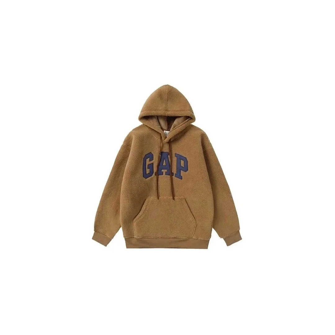 GAP Sherpa Hoodie Camel Color Block Top