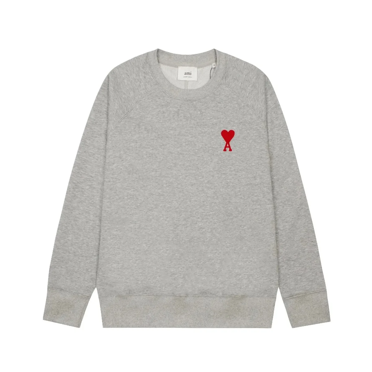 AMI Grey Heart Logo Crewneck Sweatshirt