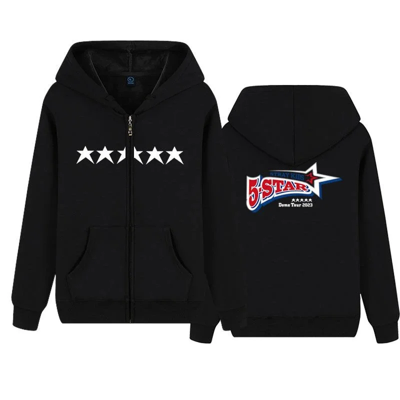 Stray Kids 5-STAR Black Zip-Up Hoodie