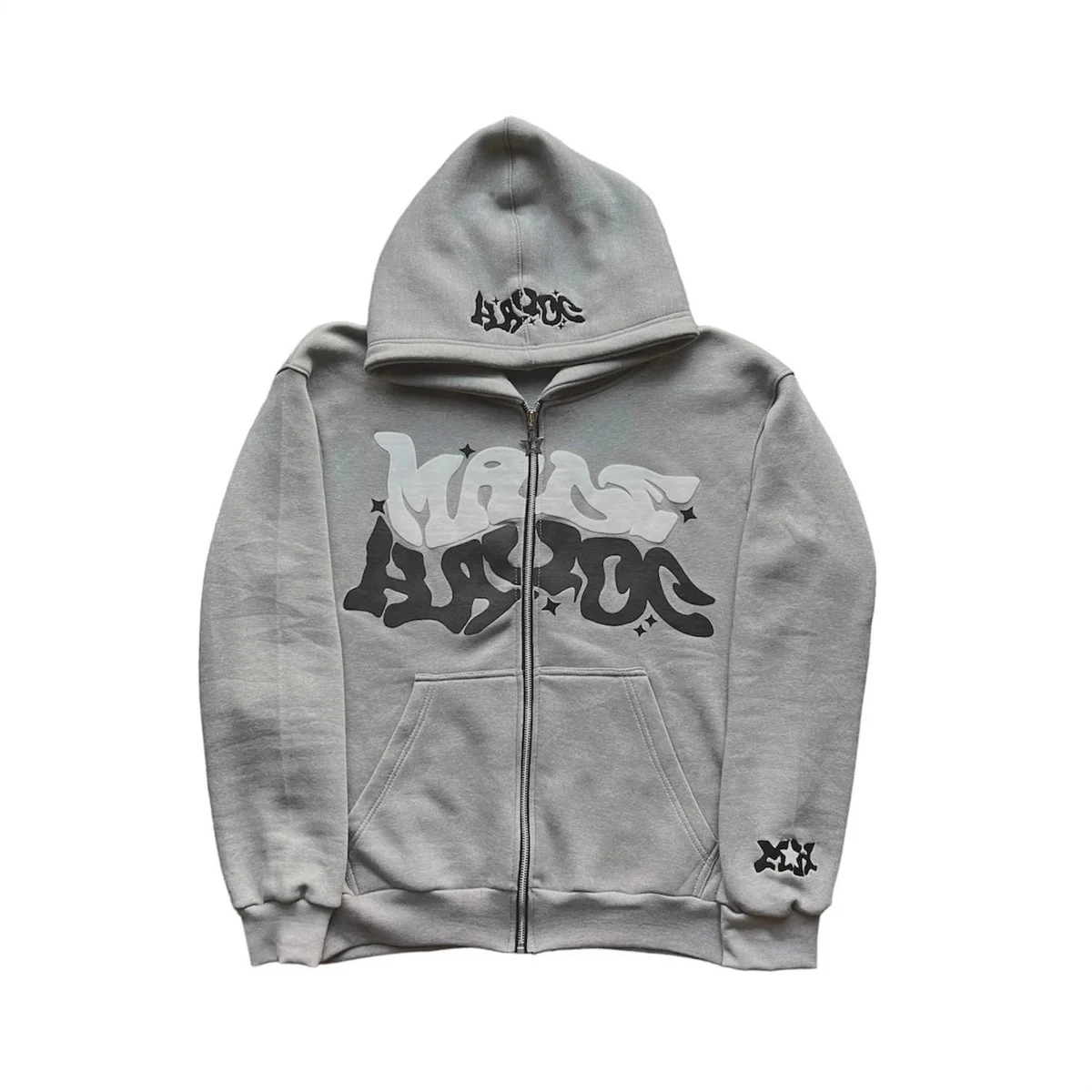 Unisex 21 Grey Hoodie with Graffiti Print