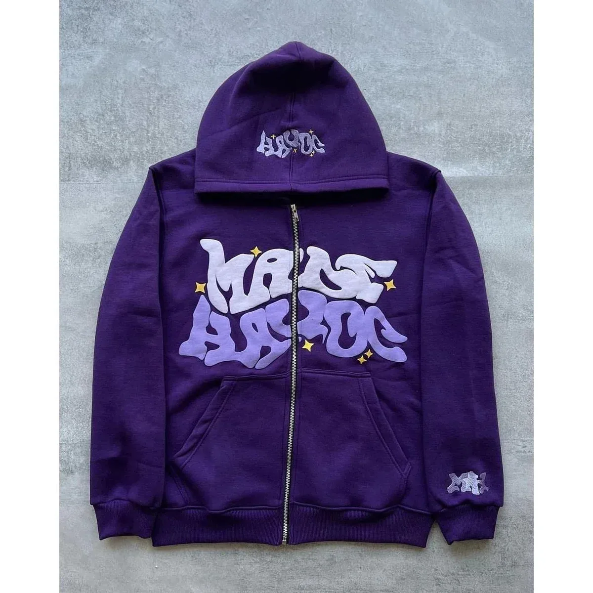 Purple Male Hasic Zip-Up Hoodie