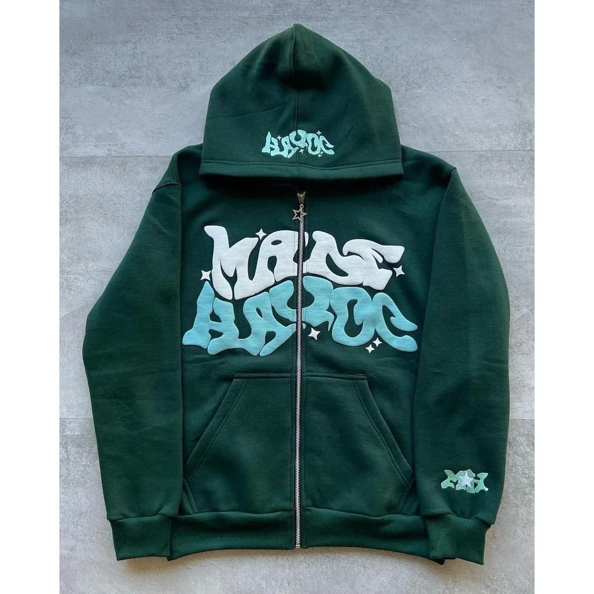 28绿色 MALE BLOOD Zip-Up Hoodie