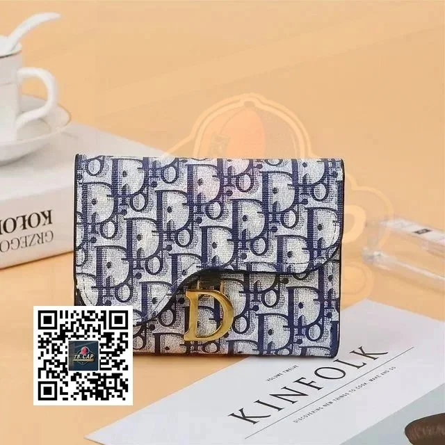 Dior Lady Dior Blue Monogram Wallet