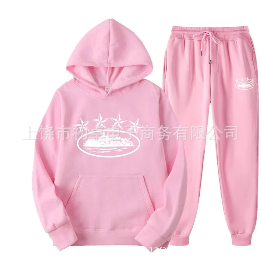 Pink Hoodie & Pants Set Casual Tracksuit