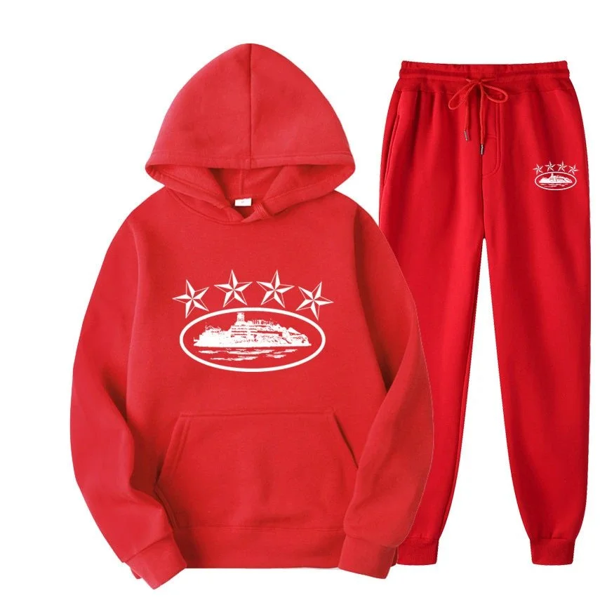 Red White Logo Tracksuit Set