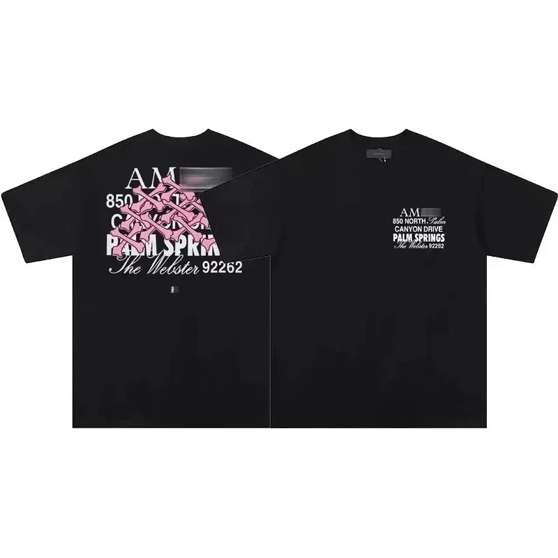Palm Angels Black Pink Bones 002 T-Shirt