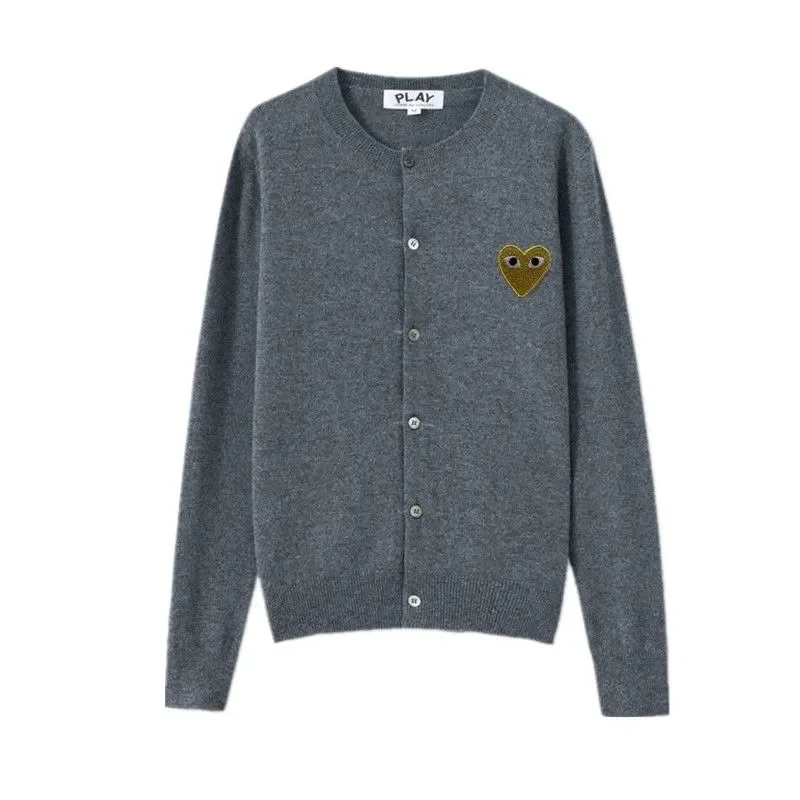 Comme des Garçons PLAY Grey Heart Knit Cardigan