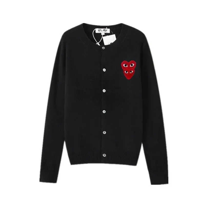 Comme des Garçons Play Black Cardigan with Red Heart Patch