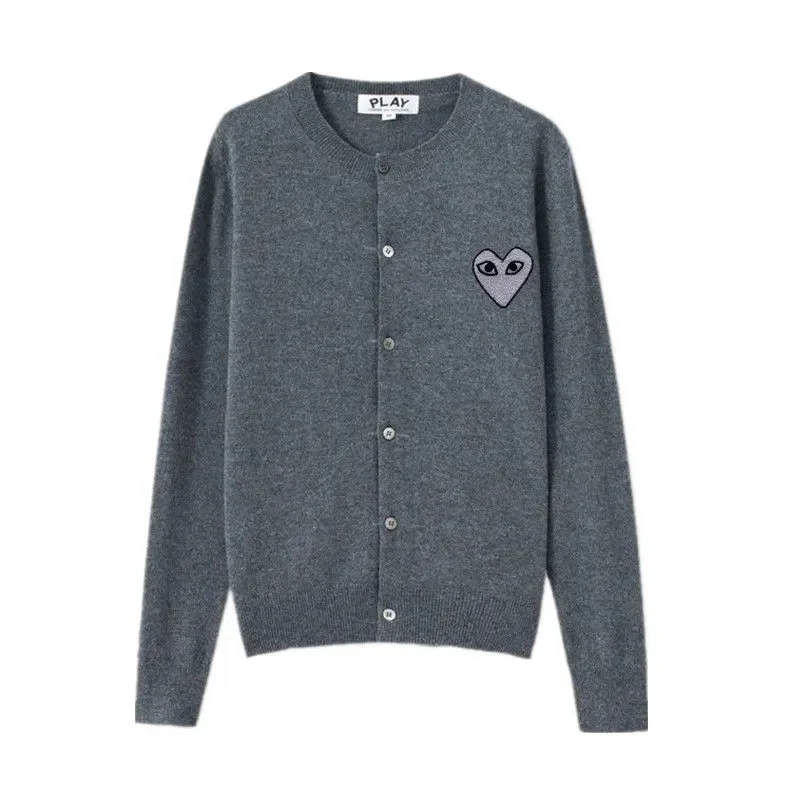Comme des Garçons Play Grey Heart Knit Cardigan