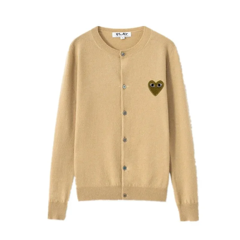 Comme des Garçons Play Beige Heart Cardigan