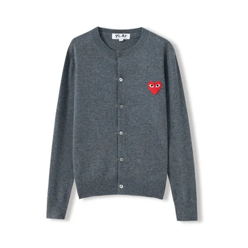 Comme des Garçons Play Cardigan Grey Heart Patch