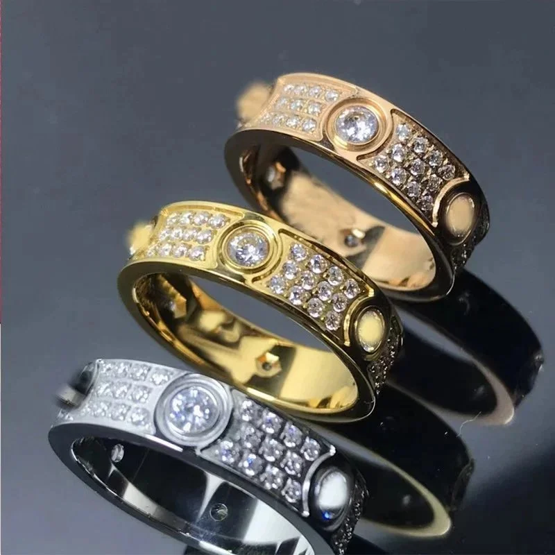 Cartier Love Wide Star Rose Gold Full Diamond Ring