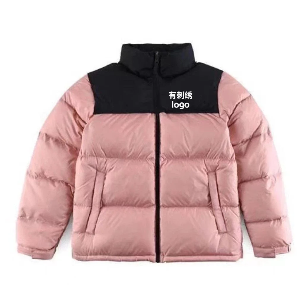 Pink Black Panel Puffer Jacket