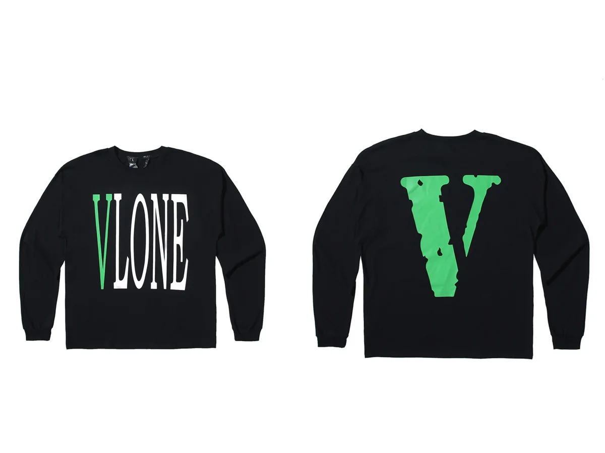 VLONE V Logo Long Sleeve T-Shirt Black/Green