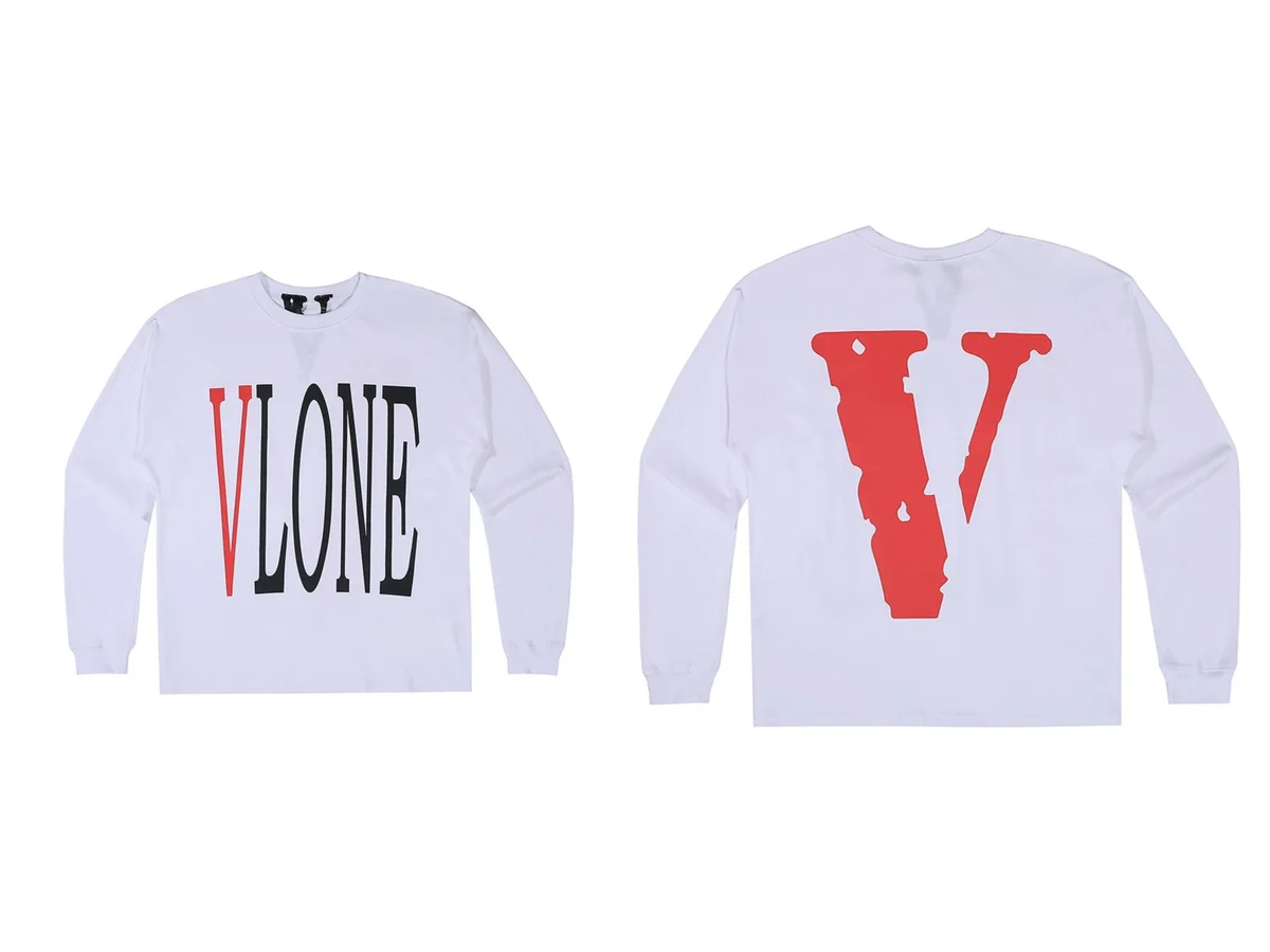 VLONE Staple V Logo White Long Sleeve T-Shirt