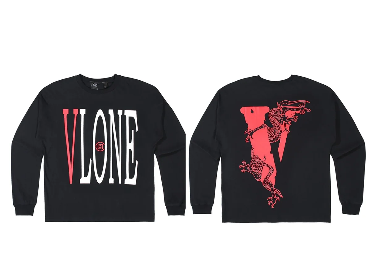 VLONE Black & Red Dragon Long Sleeve T-Shirt