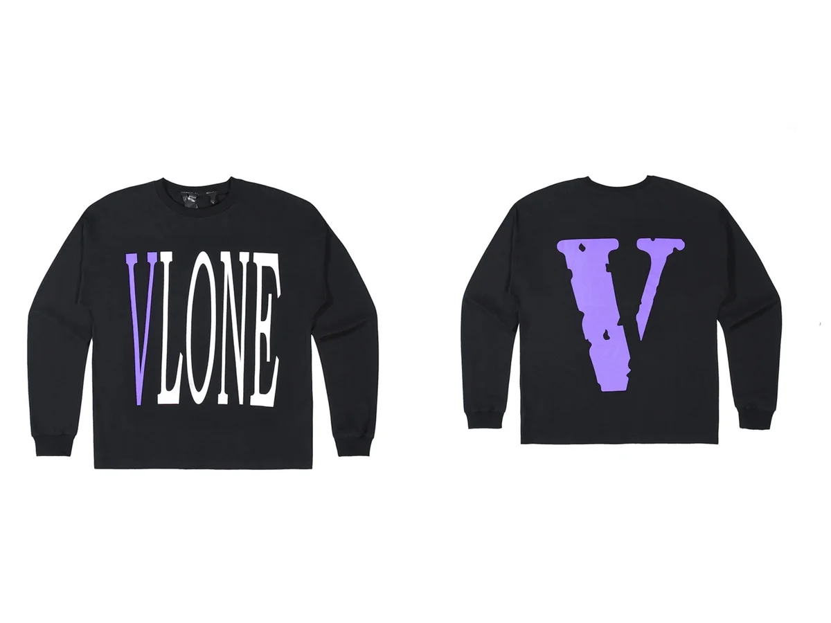 VLONE Black Purple V Logo Long Sleeve T-Shirt