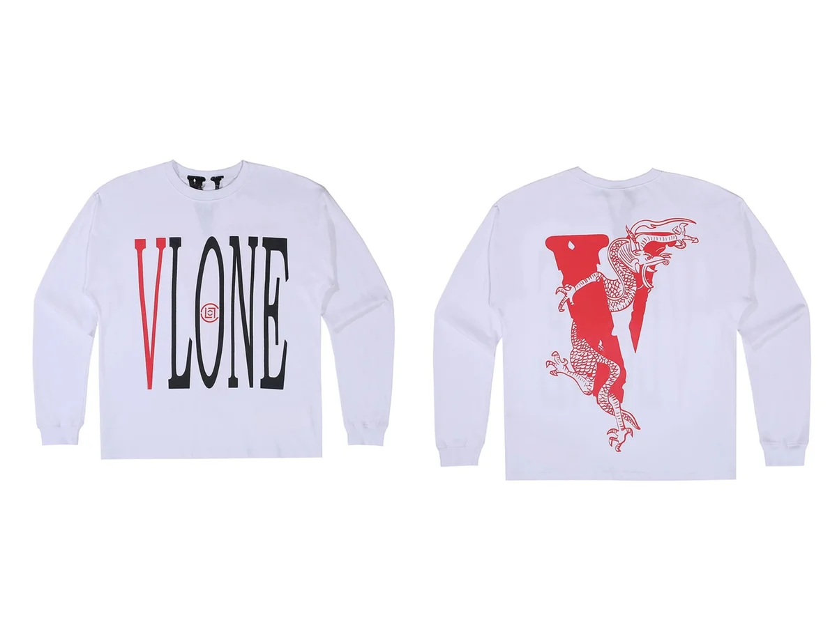 VLONE White V Dragon Long Sleeve T-Shirt