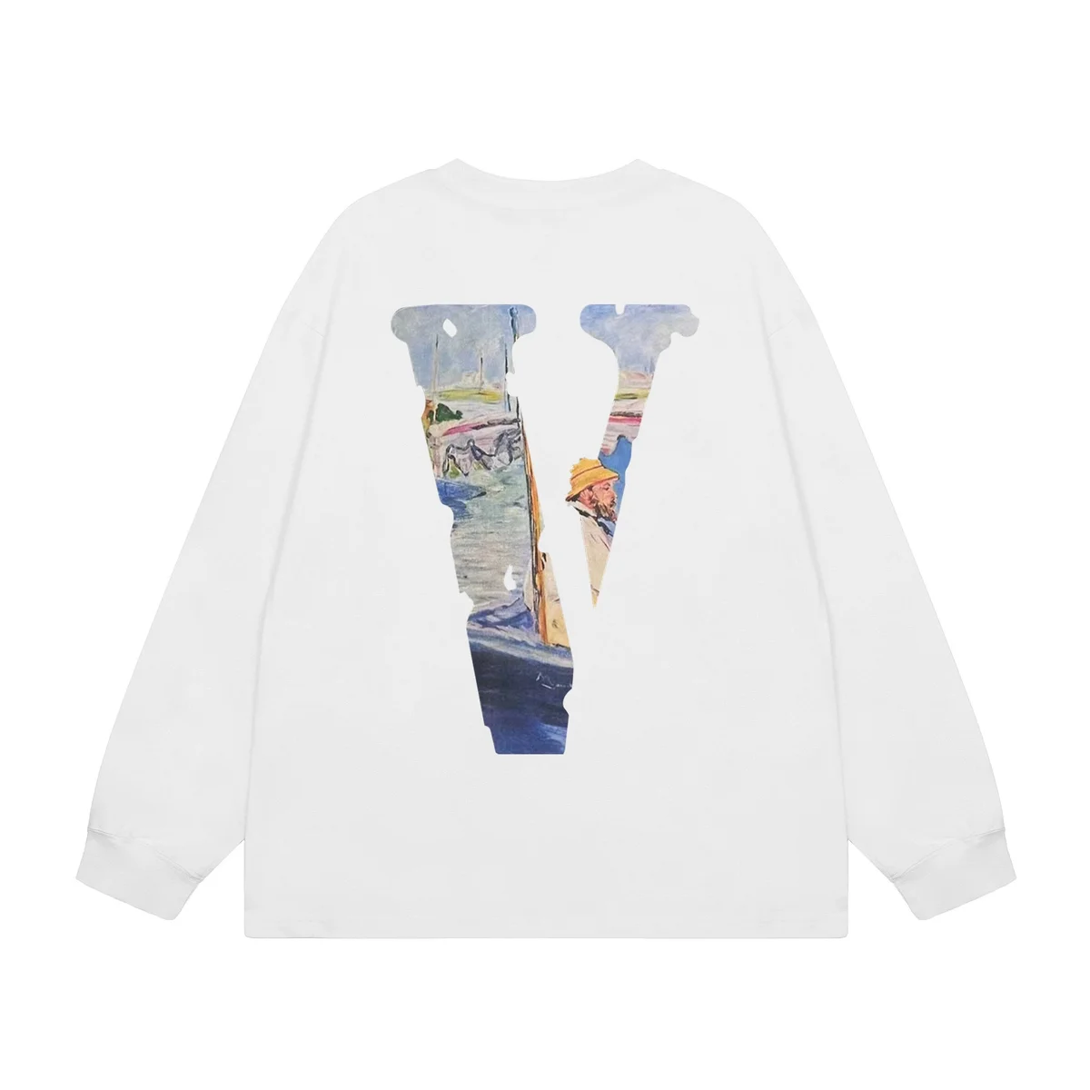 Unisex VLONE V Print Long Sleeve T-Shirt White