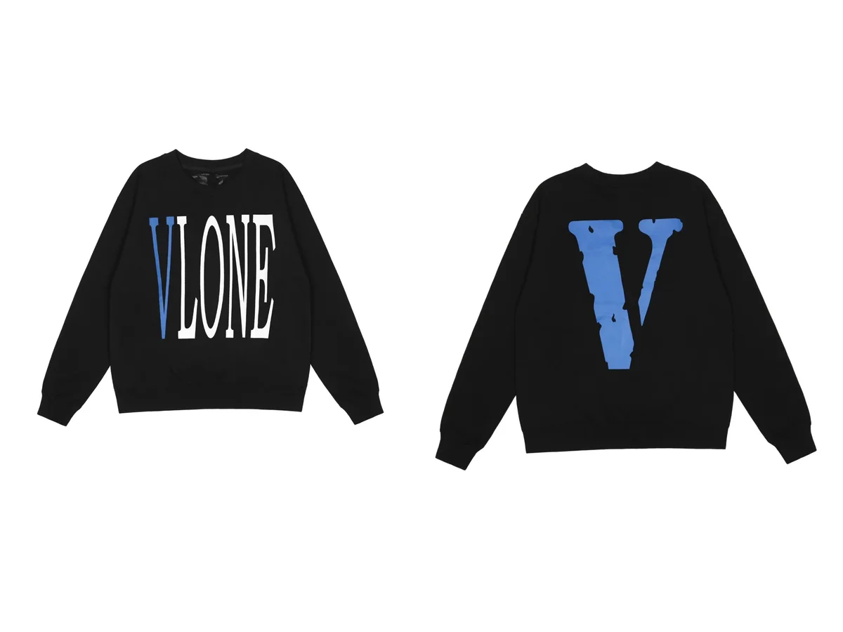 VLONE Black 'V' Print Crewneck Sweatshirt