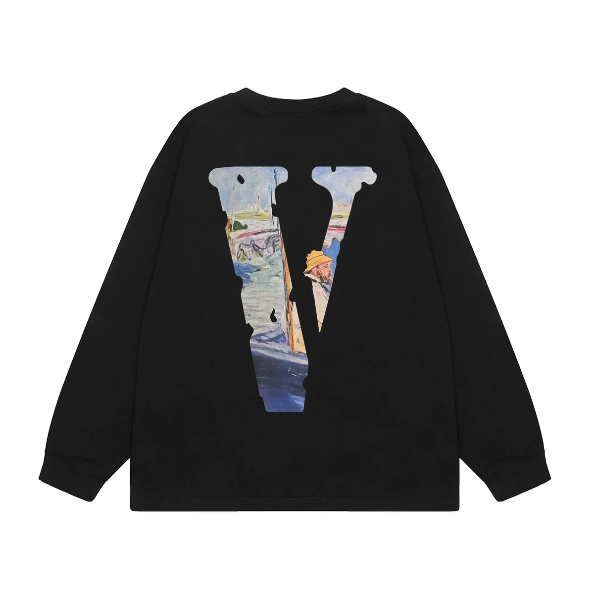 Black V L/S T-Shirt with Art Print