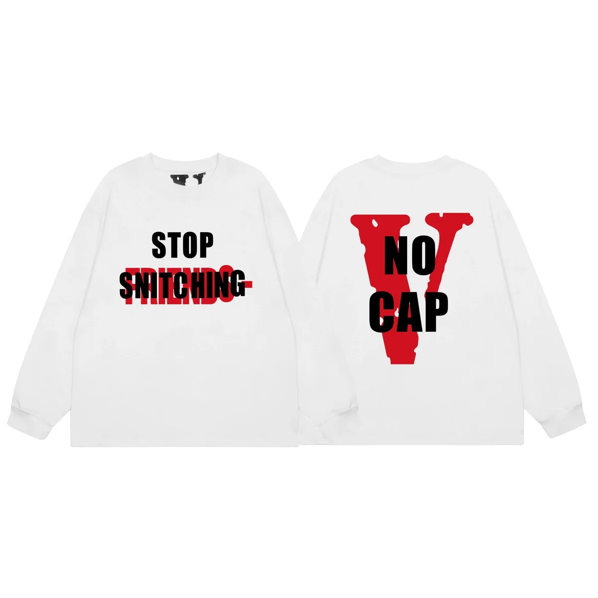 Vlone STOP NO CAP White Long Sleeve T-Shirt