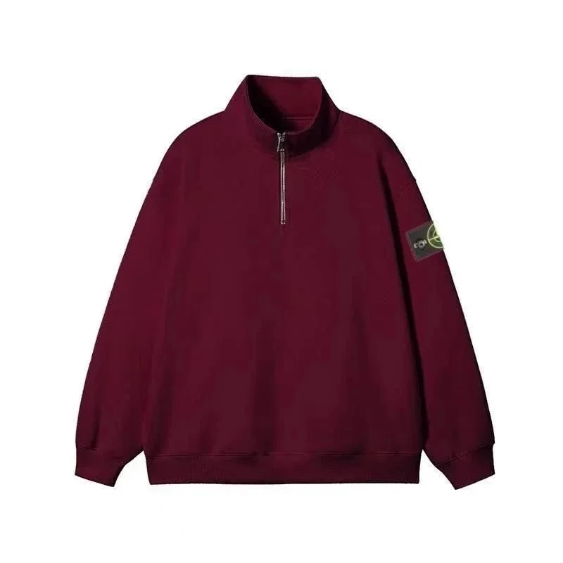 Stone Island 68-15 Burgundy Half-Zip Sweatshirt
