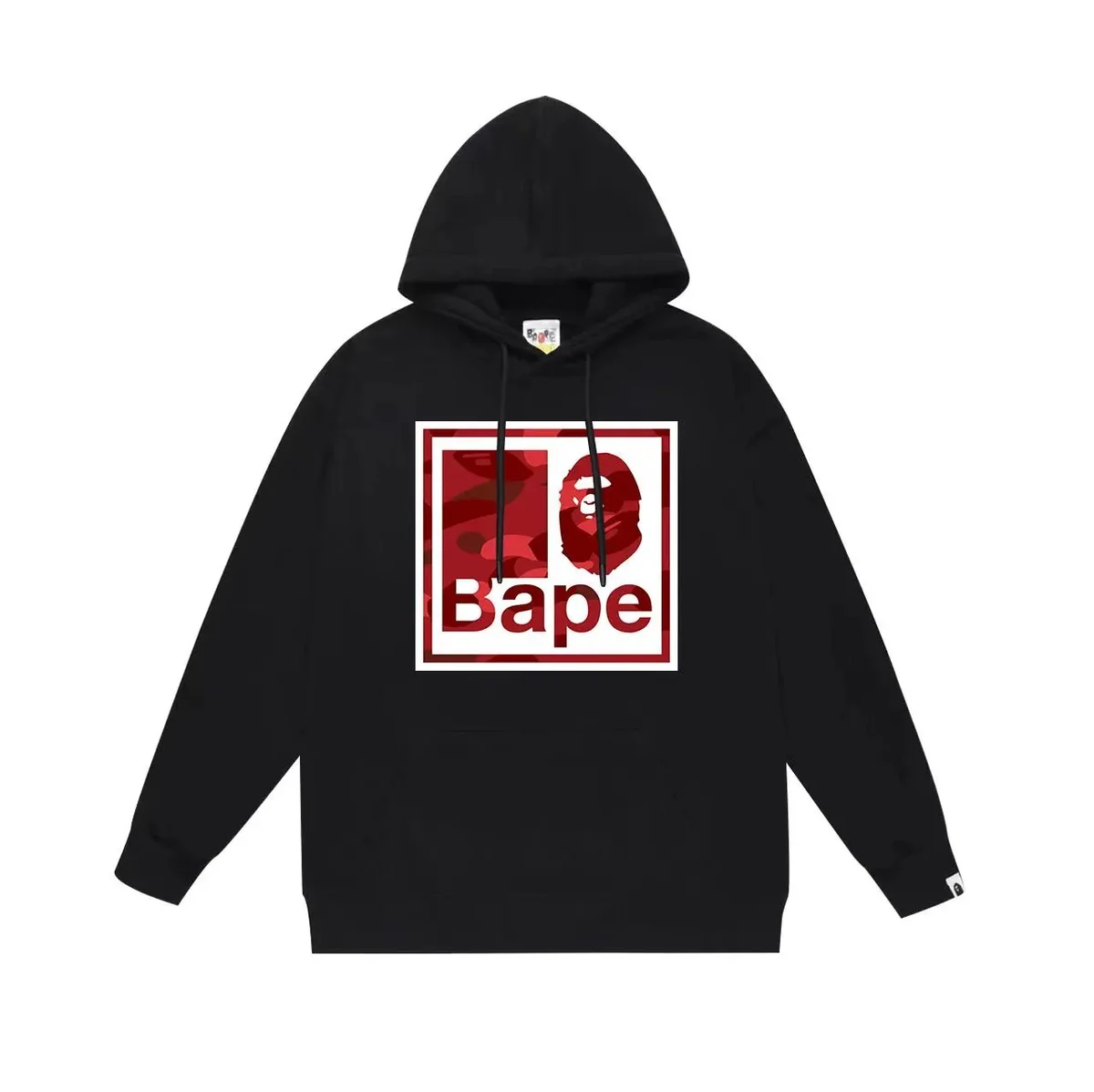 A Bathing Ape BAPE STA Black Red Camo Hoodie
