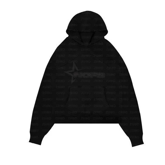 Black ZSIBO Hoodie with Star Print