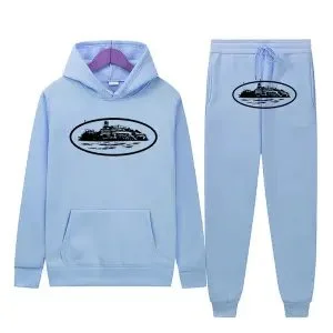 Light Blue Hoodie & Jogger Set with Boat Graphic Tracksuit