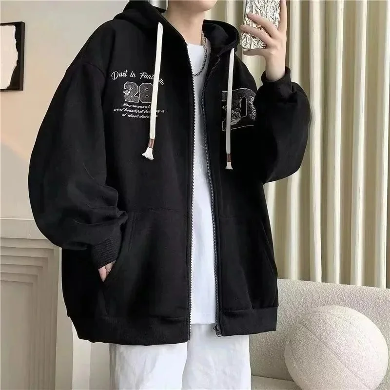 Black Oversized Hoodie with Embroidery