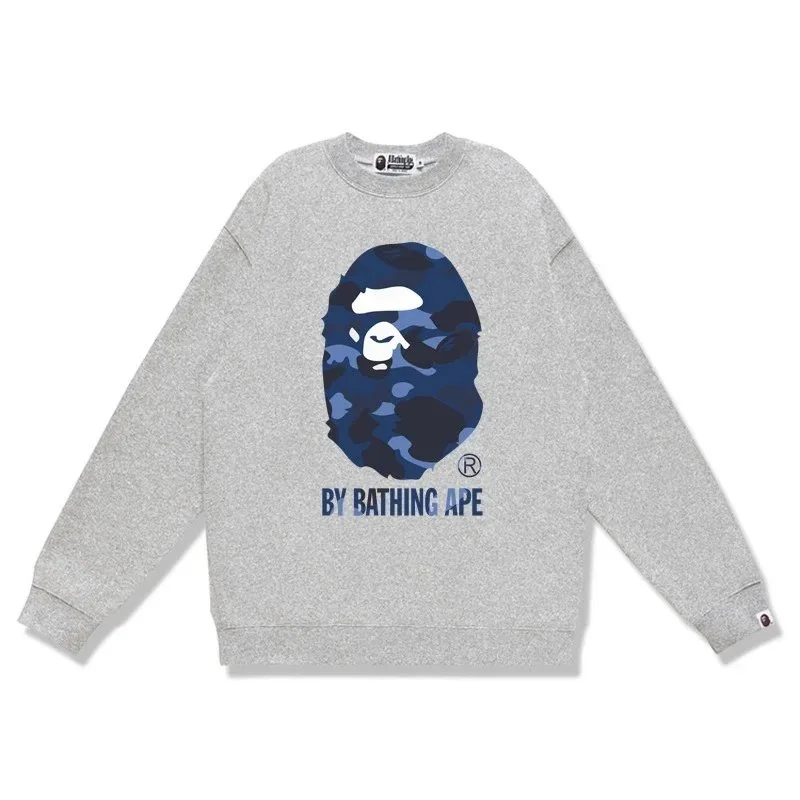 A Bathing Ape BAPE STA Grey Blue Camo Crewneck Sweatshirt