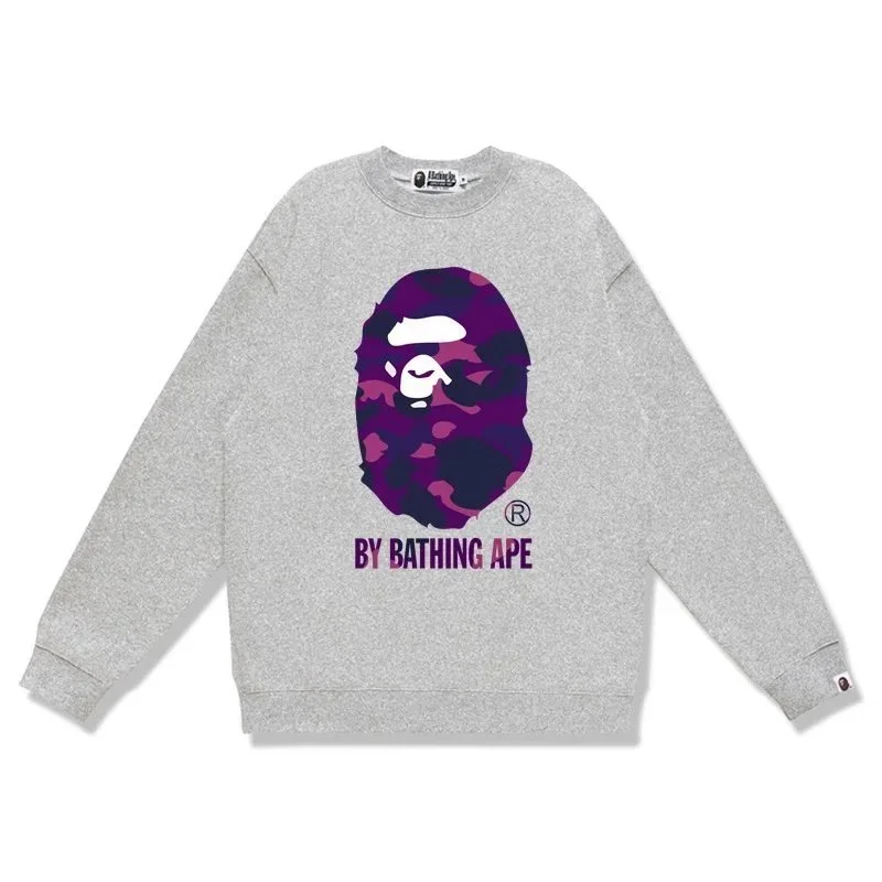 A Bathing Ape BAPE STA Grey Purple Camo Crewneck Sweatshirt
