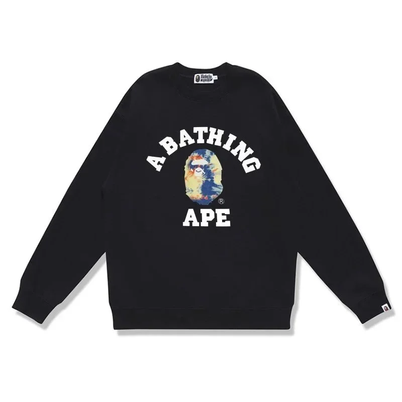 A Bathing Ape College Print Crewneck Sweatshirt Black