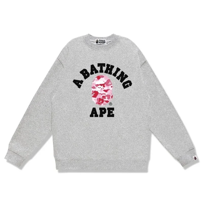 A Bathing Ape BAPE STA Grey with Pink Camo Graphic Sweatshirt