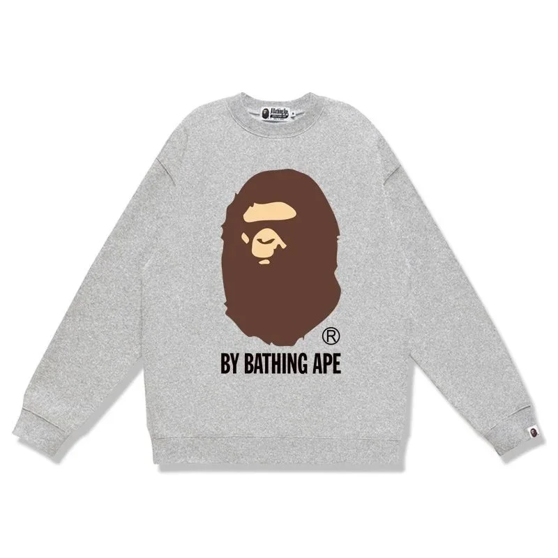 A Bathing Ape BAPE STA Grey with Brown Ape Head Sweatshirt