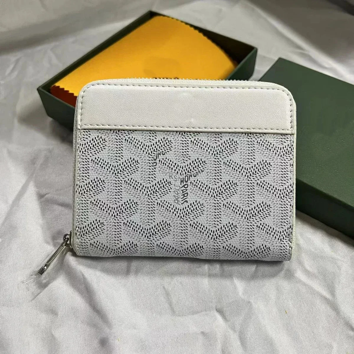 Goyard YARD White Goyardine Zip Wallet