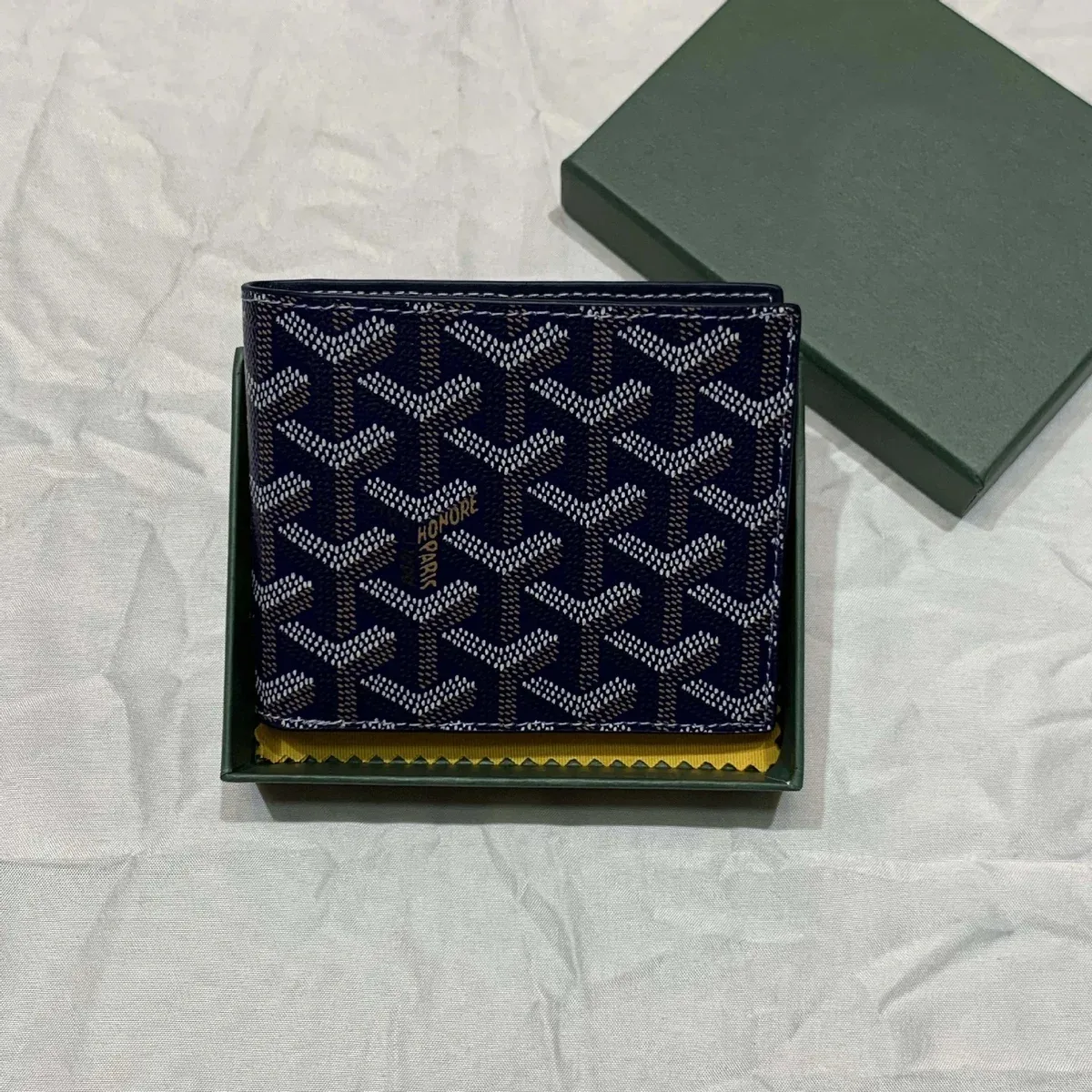 Goyard Honore Navy Blue Goyardine Wallet